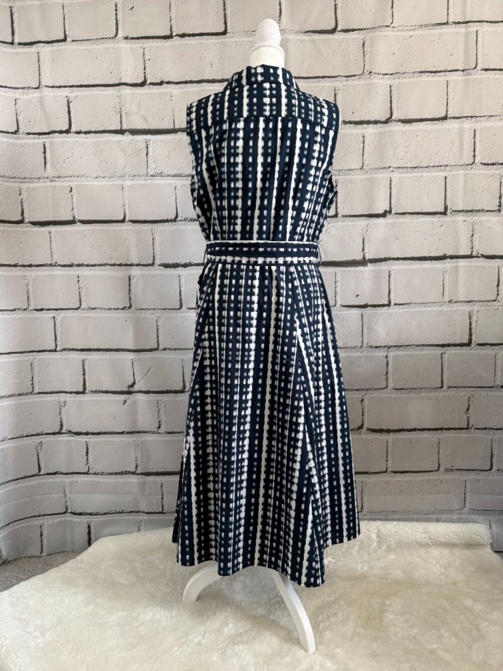 NWT Calvin Klein 100% Cotton Belted Sleeveless Shirt Midi Dress Size 10 - Picture 4 of 14